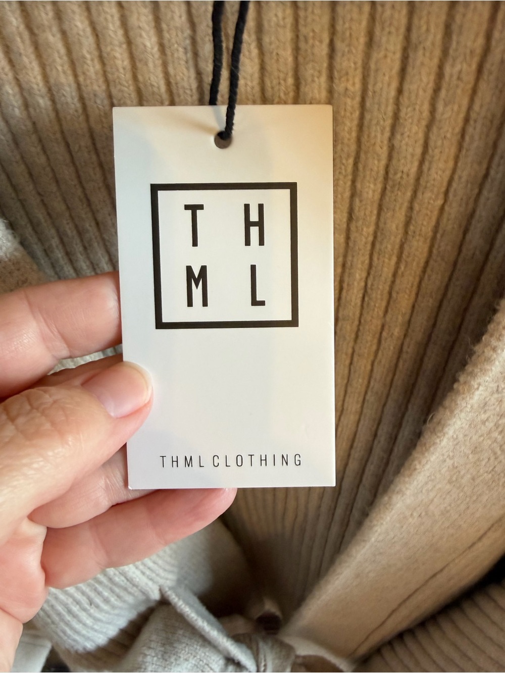 THML Beige Ribbed Tie-Front Cardigan Sweater - Picture 5 of 8